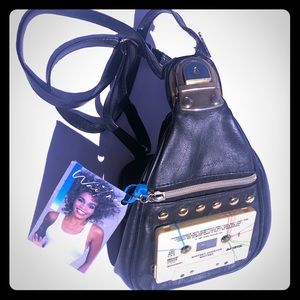 Black Leather Backpack with custom cassette design